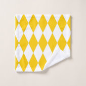 Geel en wit Harlekijn diamanten geruit ontwerp Bad Handdoek (Wasdoekje)