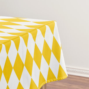 Geel en wit Harlekijn diamanten geruit ontwerp Tafelkleed