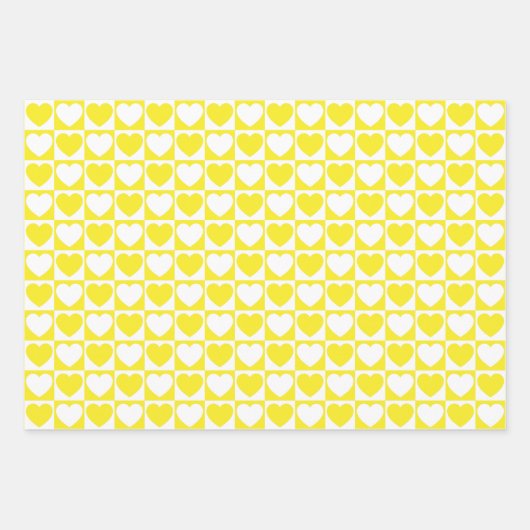 Geel en wit hart inpakpapier vel (Voorkant)