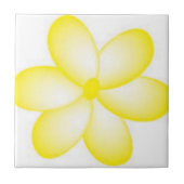 Geel en wit Hawaiian Plumeria Tile Tegeltje (Voorkant)