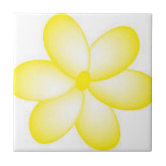 Geel en wit Hawaiian Plumeria Tile Tegeltje (Voorkant)