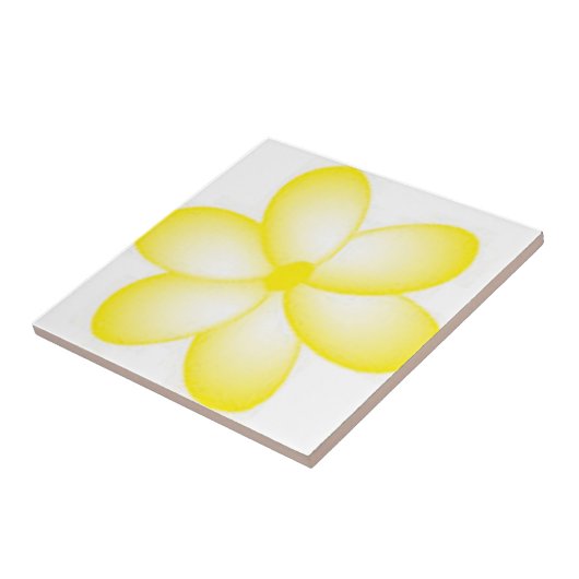 Geel en wit Hawaiian Plumeria Tile Tegeltje (Zijkant)
