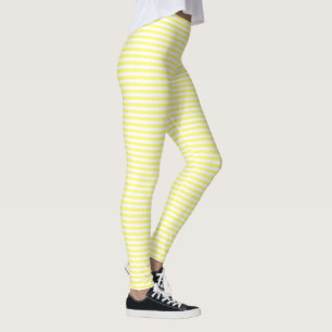 Geel en wit horizontaal Pinstripe Summer Kijk Leggings