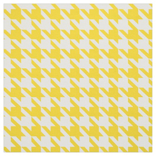 Geel en wit Houndstooth Check Stof (Swatch)