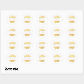 Geel en wit huwelijk ronde sticker (Vel)