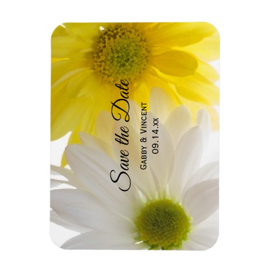 Geel en wit huwelijk sparen de Datum Magneet (Verticaal)