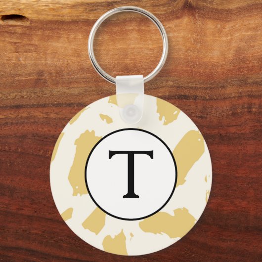 Geel en wit Initiaal Sleutelhanger (Voorkant)