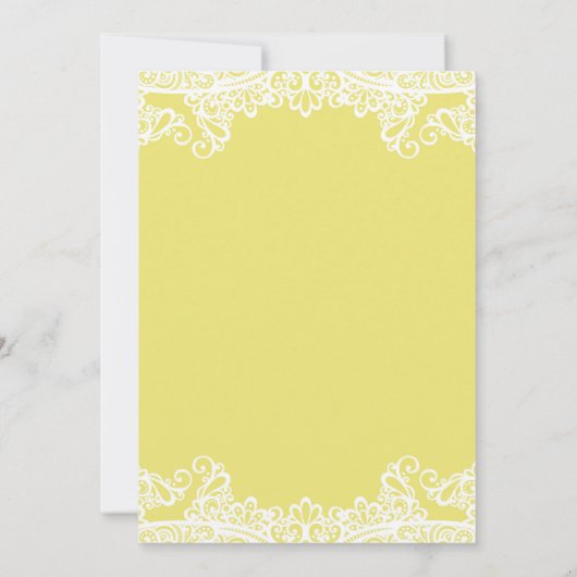 Geel en wit kant Elegant Sweet 16 Party Kaart (Achterkant)