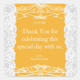 Geel en wit kant Elegant Wedding Favor Stickers