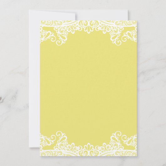 Geel en wit kant Elegant Wedding Kaart (Achterkant)