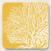 Geel en wit koraal bier onderzetter (Voorkant)