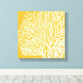 Geel en wit koraal canvas afdruk (Insitu (Houten vloer))