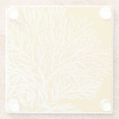 Geel en wit koraal glazen onderzetter (Achterkant)