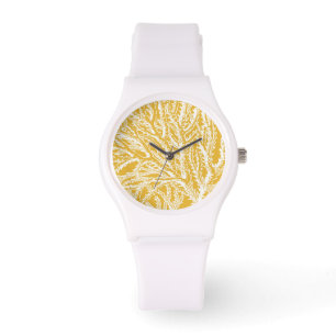 Geel en wit koraal horloge