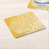 Geel en wit koraal kartonnen onderzetters (Schuin)