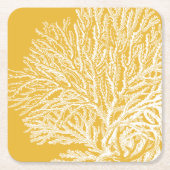 Geel en wit koraal kartonnen onderzetters (Voorkant)