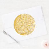 Geel en wit koraal ronde sticker (Envelop)