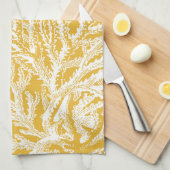 Geel en wit koraal theedoek (Quarter Fold)