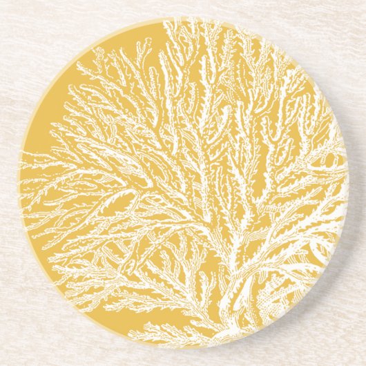Geel en wit koraal zandsteen onderzetter (Voorkant)