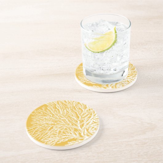 Geel en wit koraal zandsteen onderzetter (Zijkant)