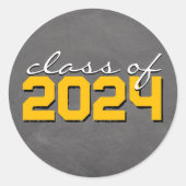 Geel en wit krijtbord afstudeerstickers ronde sticker (Voorkant)