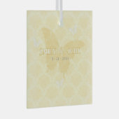 Geel en wit land vlinders bruiloft glas ornament (Voorkant Rechts)
