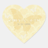 Geel en wit land vlinders bruiloft hart sticker (Voorkant)