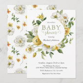Geel en wit lente bloemig Baby shower Kaart (Voorkant / Achterkant)