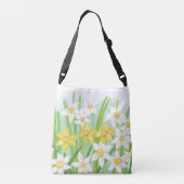 Geel en wit lentesaffodils crossbody tas (Achterkant)