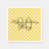 Geel en wit leuk polka stippen 90ste verjaardag pa servet (Voorkant)