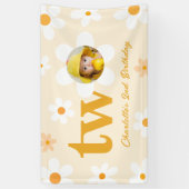 geel en wit madeliefje tweede verjaardag foto meis spandoek (Verticaal)