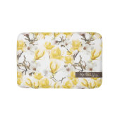 Geel en wit Magnolia Blossom Waterverf Patroon Badmat (Voorkant)