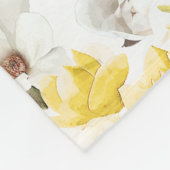 Geel en wit Magnolia Blossom Waterverf Patroon Fleece Deken (Hoek)