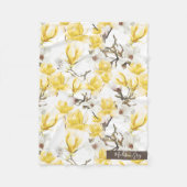 Geel en wit Magnolia Blossom Waterverf Patroon Fleece Deken (Voorkant)