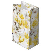 Geel en wit Magnolia Blossom Waterverf Patroon Klein Cadeauzakje (Achterkant Gekanteld)
