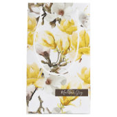 Geel en wit Magnolia Blossom Waterverf Patroon Klein Cadeauzakje (Voorkant)