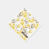 Geel en wit Magnolia Blossom Waterverf Patroon Servet (Hoek)