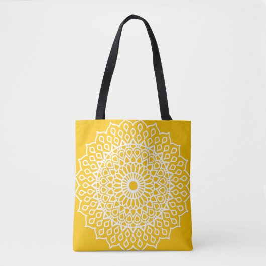 Geel en wit Mandala - Dans-lew in Honey Tote Bag (Voorkant)