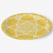 Geel en wit Mandala - Loergann in Honey Papieren Bordje (Gekanteld)