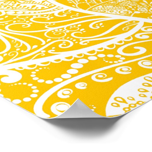 Geel en wit Mandala - Loergann in Honey Poster (Hoek)