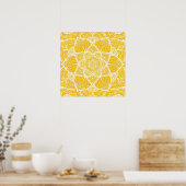 Geel en wit Mandala - Loergann in Honey Poster (Keuken)