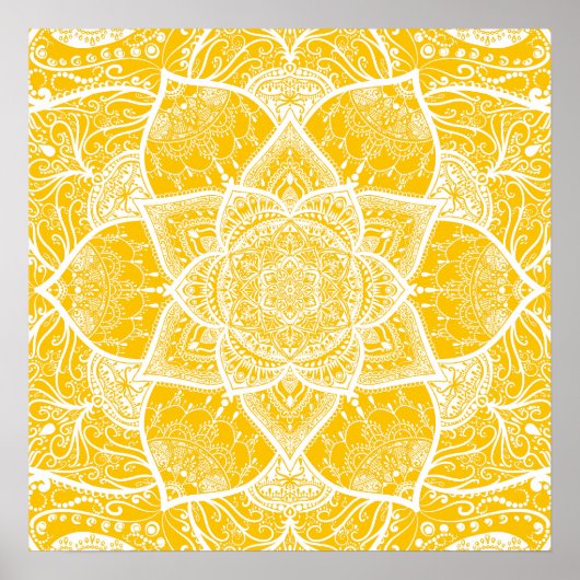 Geel en wit Mandala - Loergann in Honey Poster (Voorkant)