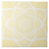 Geel en wit Mandala - Loergann in Magnolia Tegeltje (Voorkant)