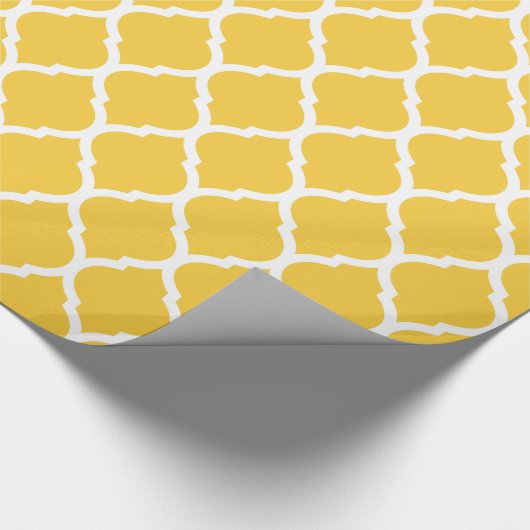 Geel en wit Marokkaans Quatrefoil Cadeaupapier (Hoek)