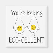 Geel en wit met de hand getrokken eierpuntjes met magneet (Voorkant)