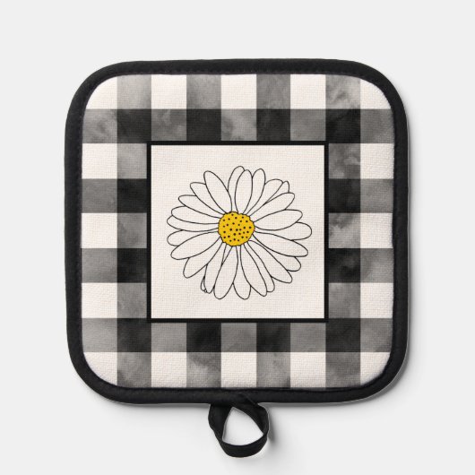 Geel en wit met Waterverf geplakt Pannenlap (Voorkant)