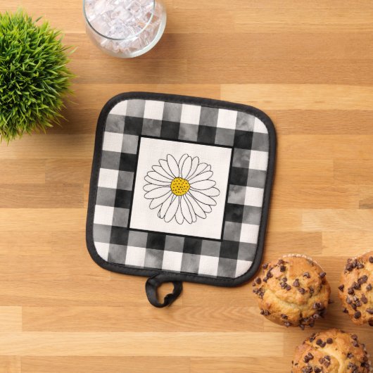 Geel en wit met Waterverf geplakt Pannenlap (Top down)