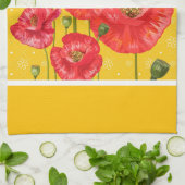 Geel en wit met zomerse rode papavers theedoek (Gevouwen)
