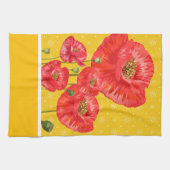 Geel en wit met zomerse rode papavers theedoek (Horizontaal)