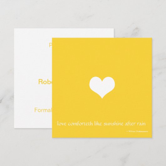 Geel en wit minimalistisch sparen de Kaart van de (Voorkant / Achterkant)